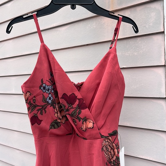 Midi dress muted coral color with flower accents. Size Small. - Picture 2 of 6